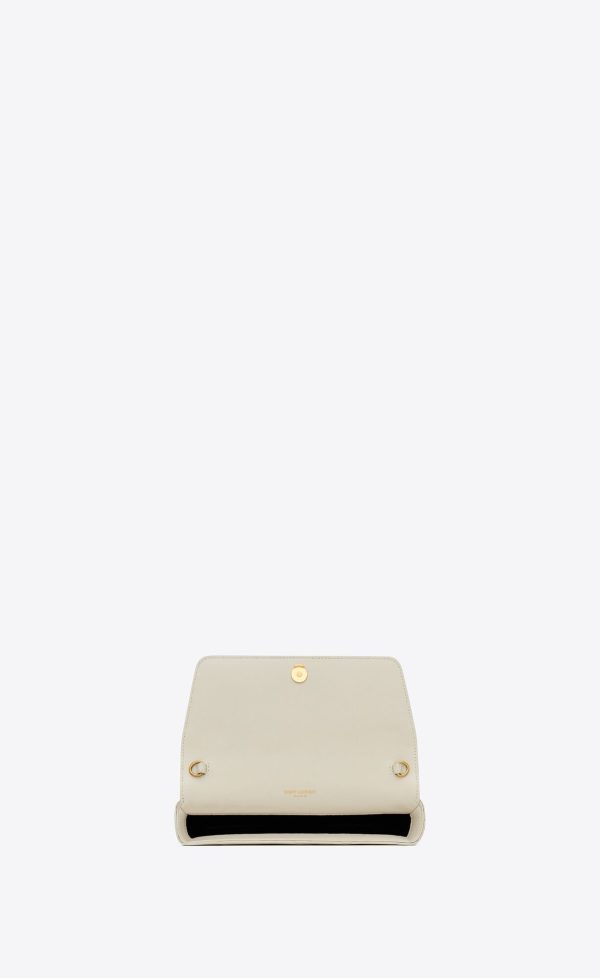 gaby chain phone holder in quilted lambskin blanc vintage