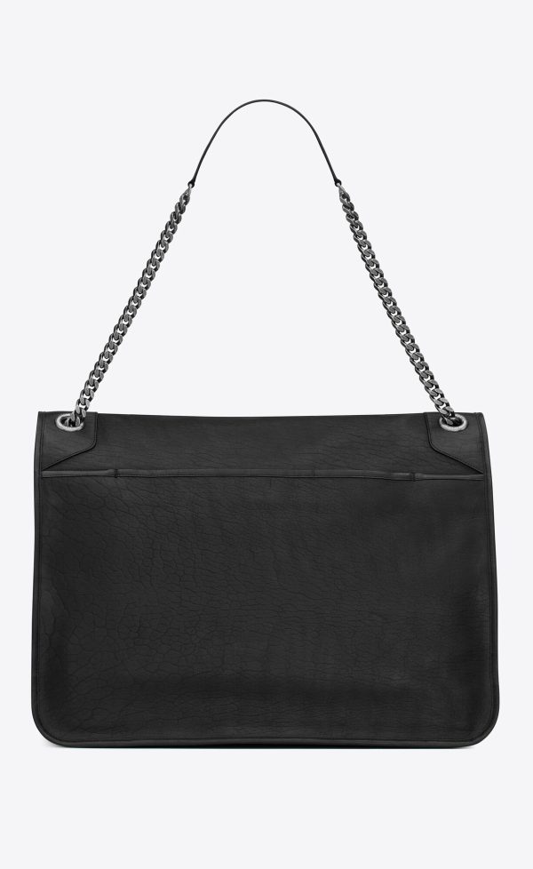 oversized niki in grained lambskin black