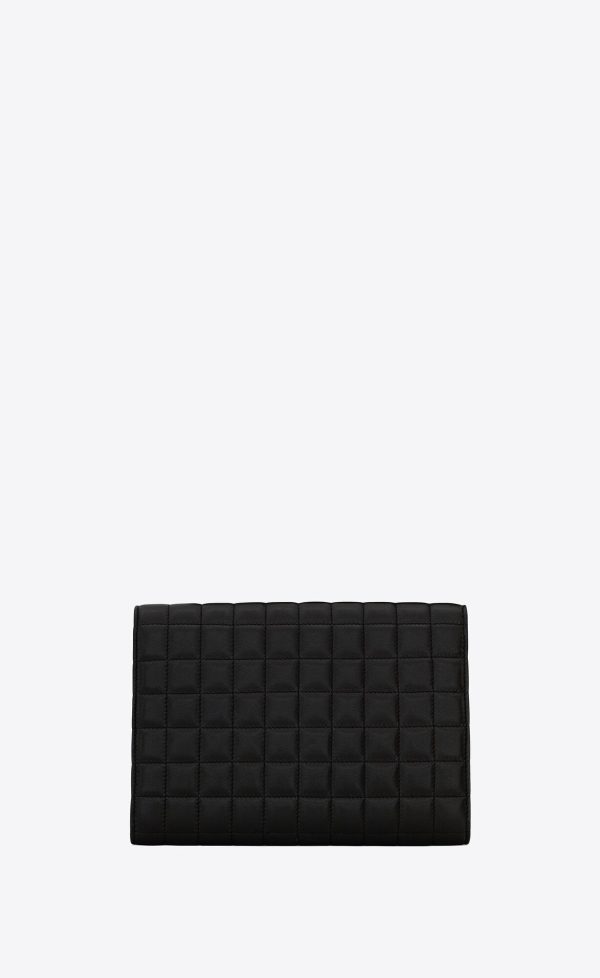 cassandre matelassé carré flap pouch in quilted leather black