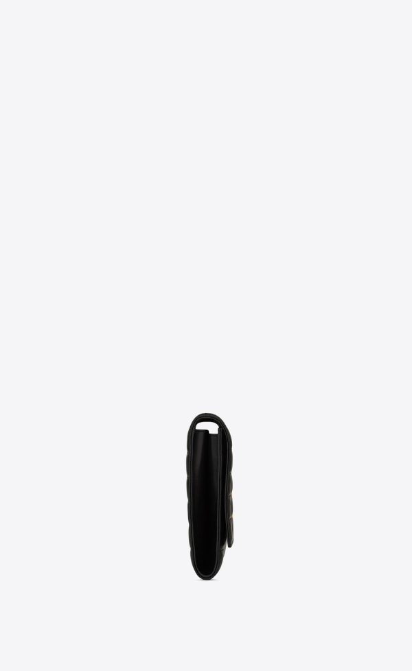 cassandre matelassé carré flap pouch in quilted leather black