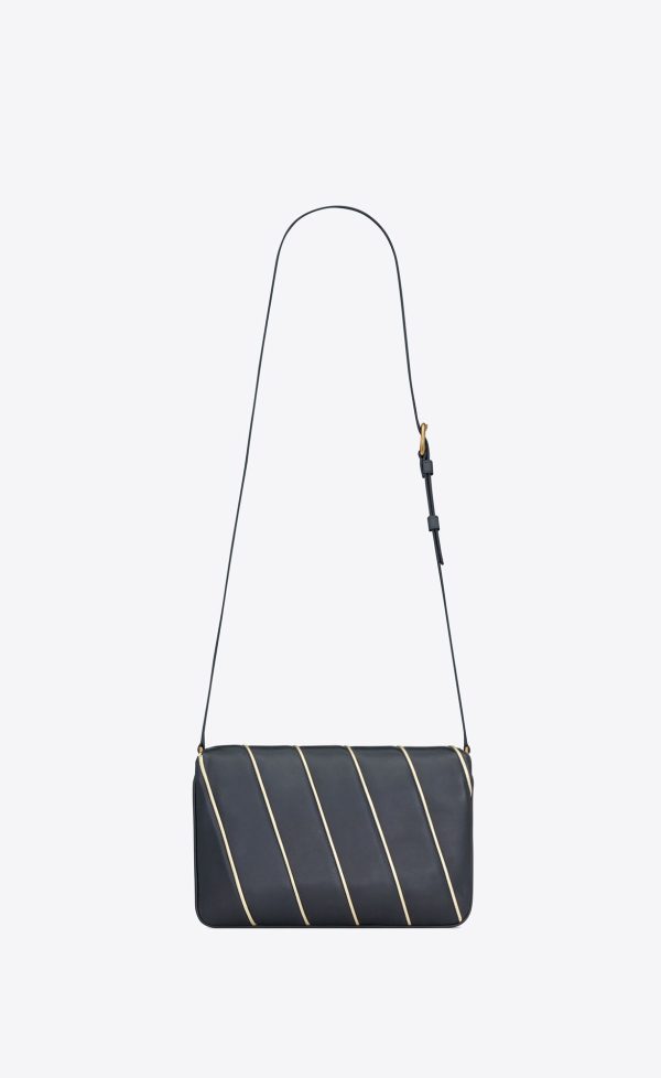 le maillon in striped satin and lambskin marine et argent