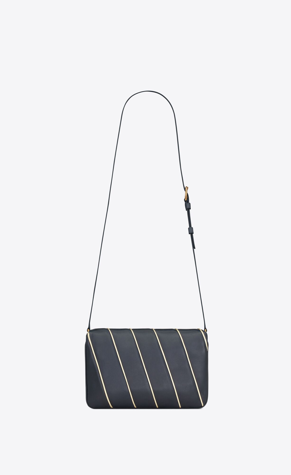 le maillon in striped satin and lambskin marine et argent le maillon in striped satin and lambskin marine et argent