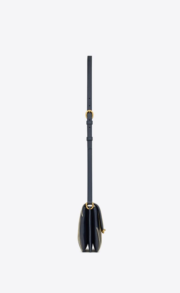 le maillon in striped satin and lambskin marine et argent