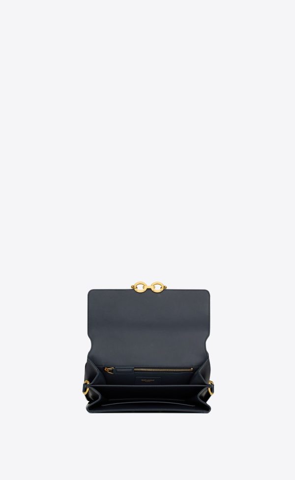 le maillon in striped satin and lambskin marine et argent