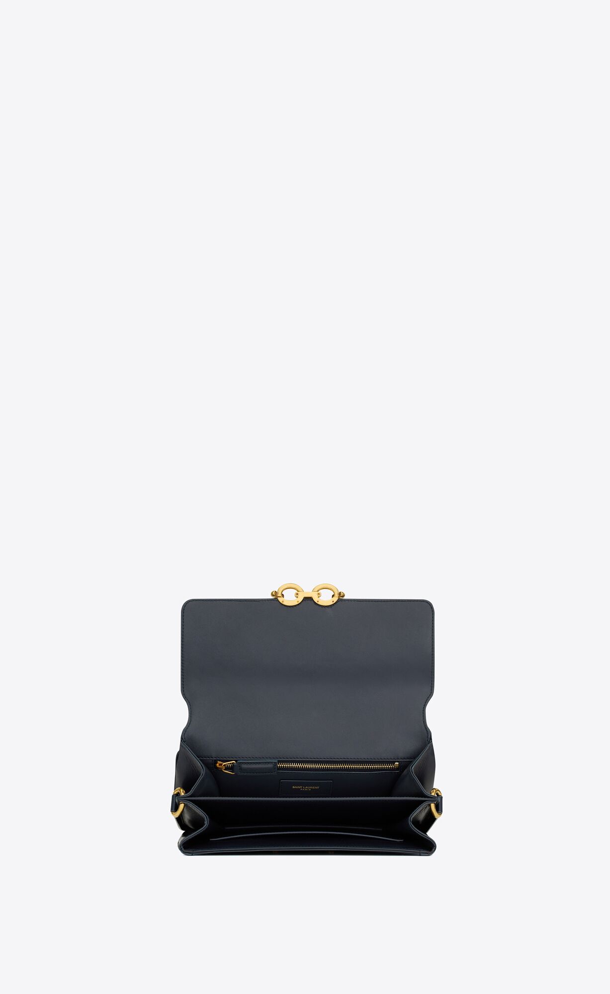 le maillon in striped satin and lambskin marine et argent le maillon in striped satin and lambskin marine et argent