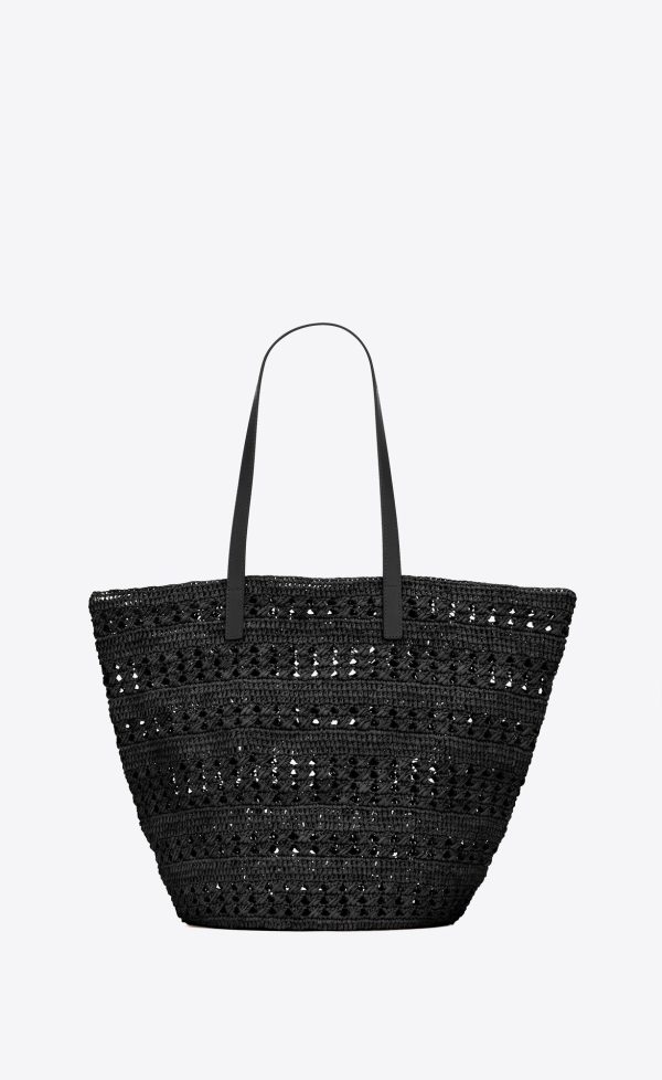 panier medium bag in raffia black