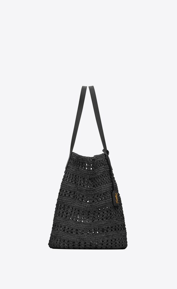 panier medium bag in raffia black