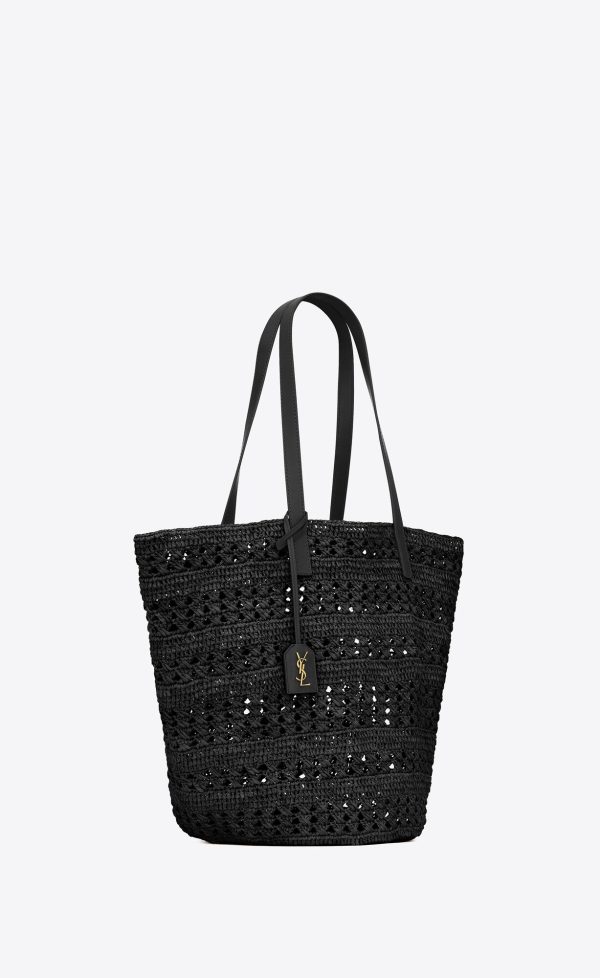 panier medium bag in raffia black