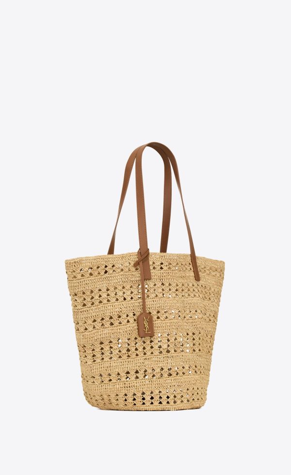 panier medium bag in raffia naturel