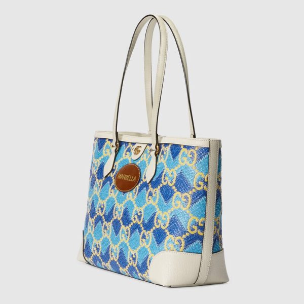 ‘marbella’ straw effect tote bag