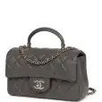 chanel mini rectangular flap bag with top handle dark grey lambskin light gold hardware chanel mini rectangular flap bag with top handle dark grey lambskin light gold hardware