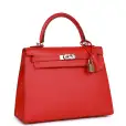 hermès kelly sellier 25 rouge de coeur verso epsom palladium hardware hermès kelly sellier 25 rouge de coeur verso epsom palladium hardware
